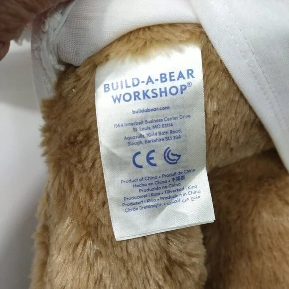 Build A Bear Workshop Brown Teddy Bear Plush Toy with Shirt Sings Happy Birthday - Picture 8 of 10